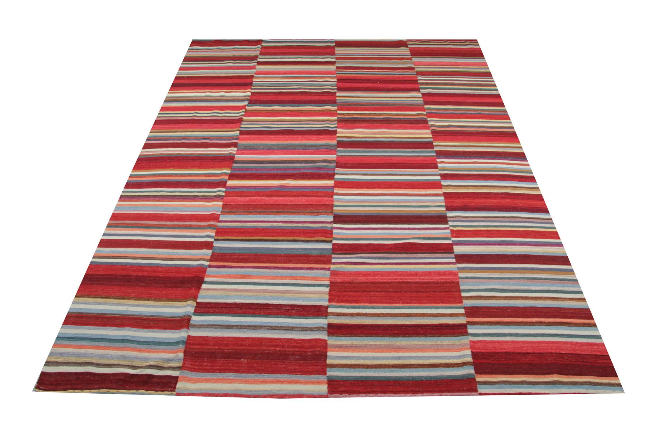 This striped rug is a kind of  Kilims indicating a particular flat weave rug. It has been handmade rugs in Afghanistan with the best wool and cotton by skillful weavers. Also, the high materials are of the highest quality wool and cotton are locally