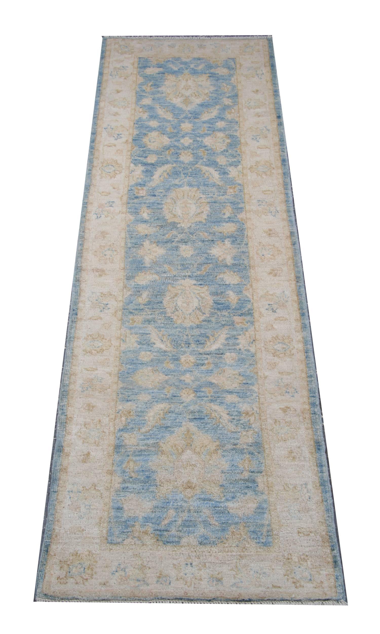 This is Ziegler Sultanabad runner made on our own looms by our master weavers in Afghanistan, it is made with all natural vegetable dyes all hand spun wool. The large-scale design makes these rugs the most unique. It is a one of a kind piece.