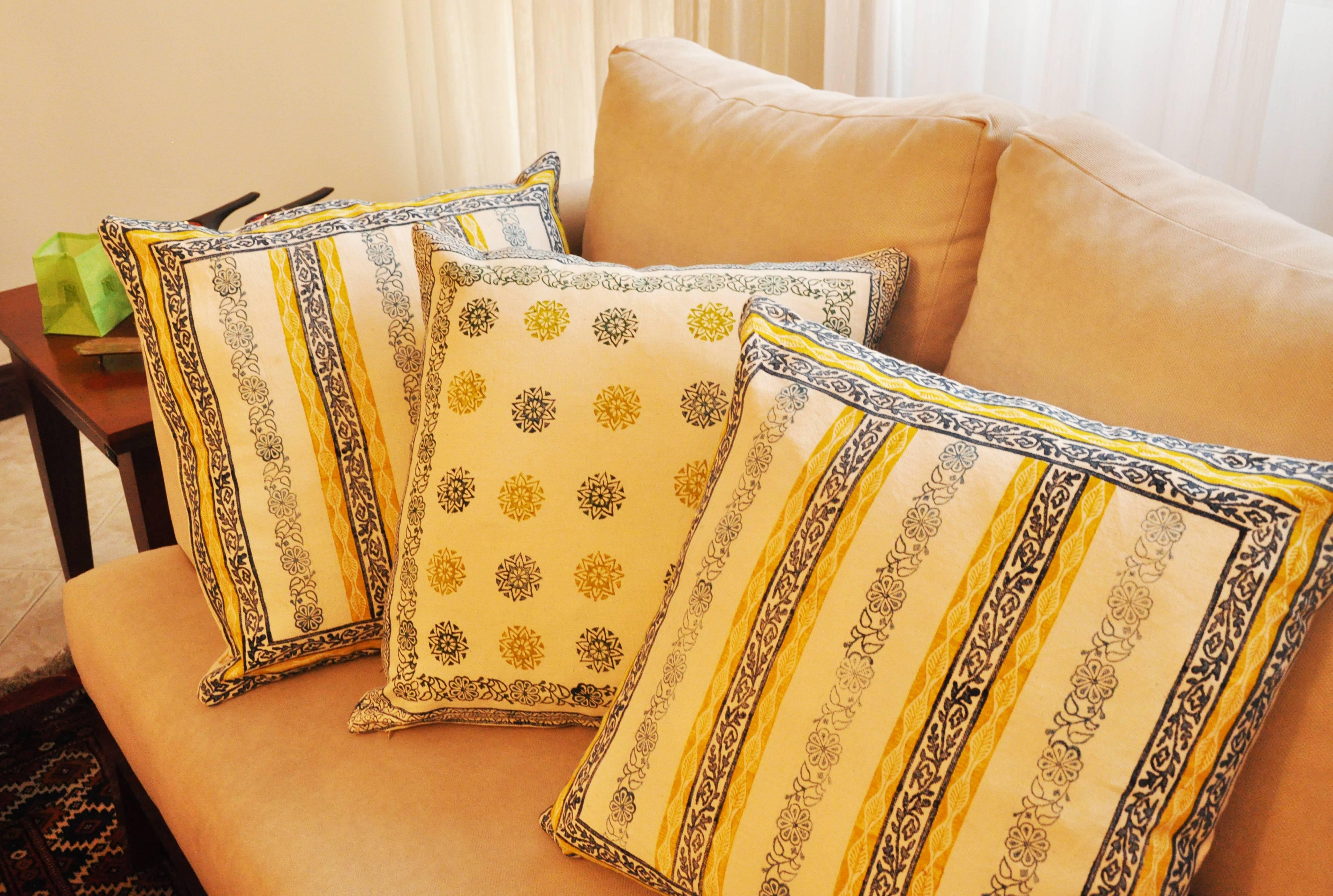 Decorative textile Qalamkar pillow handmade of tradition Persian ethnic people textile. Add a hand-printed of color and style to your living room with one of these beautifully handmade cushions.
It has been designed, hand-printed and sewn together