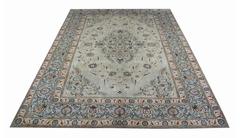 Floral Oriental Rug, Handmade Carpet Olive Green Wool Area Rug