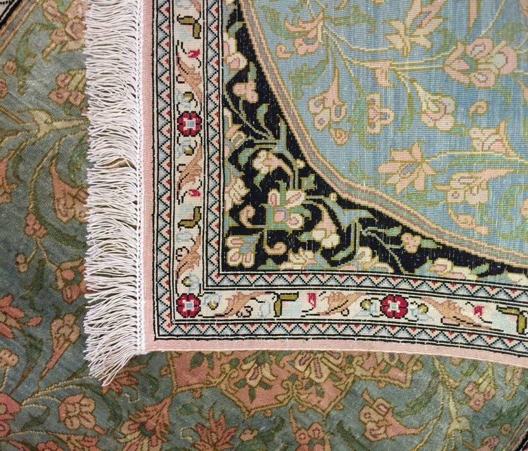 Magnificent Silk Rugs, Persian Rugs from Qum Pure Silk Carpet For Sale