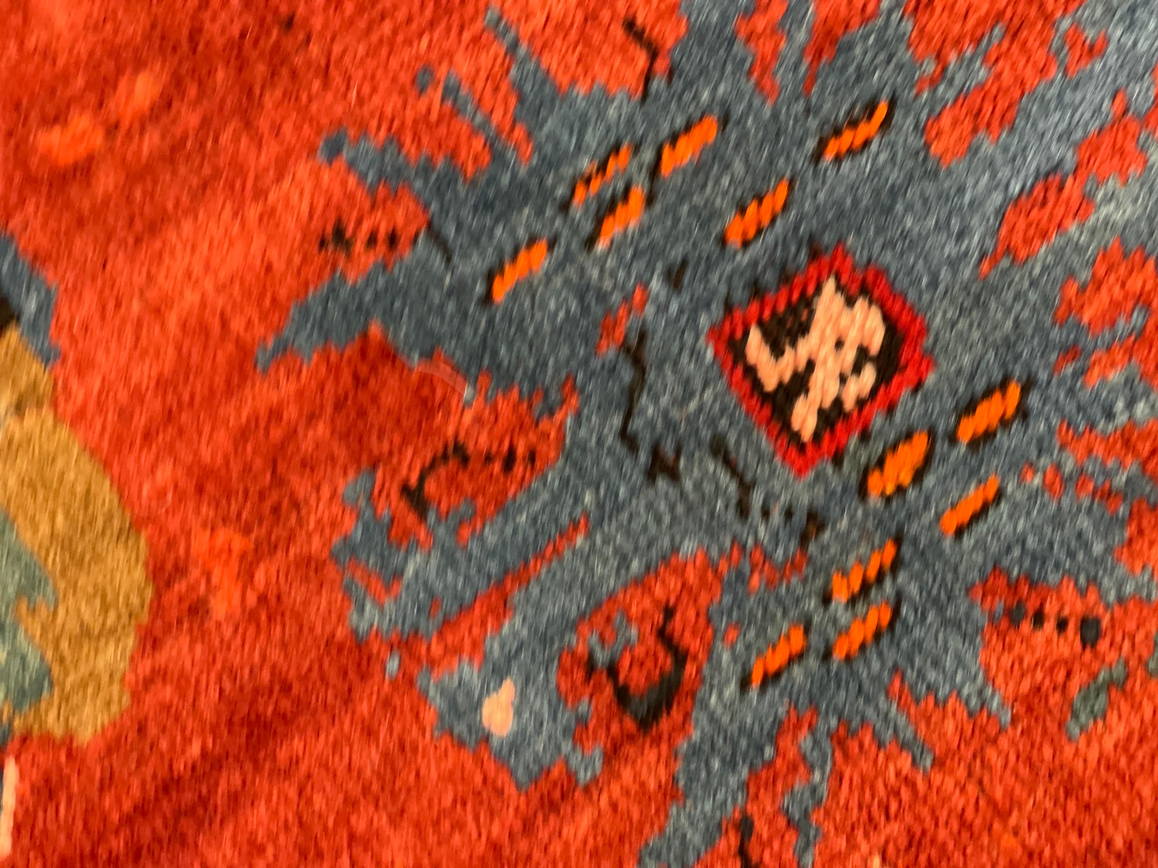 Antique Rugs Caucasian Karabagh, Red Floor Rugs, Animal Design Handmade Carpet For Sale 4