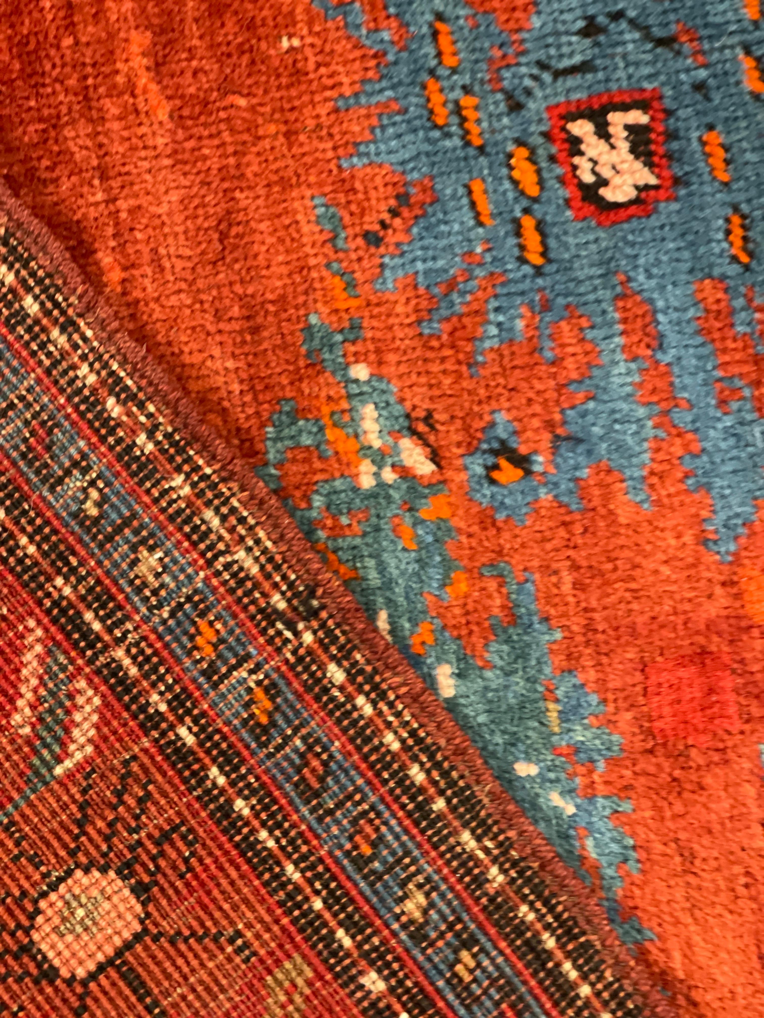 Antique Rugs Caucasian Karabagh, Red Floor Rugs, Animal Design Handmade Carpet For Sale 7