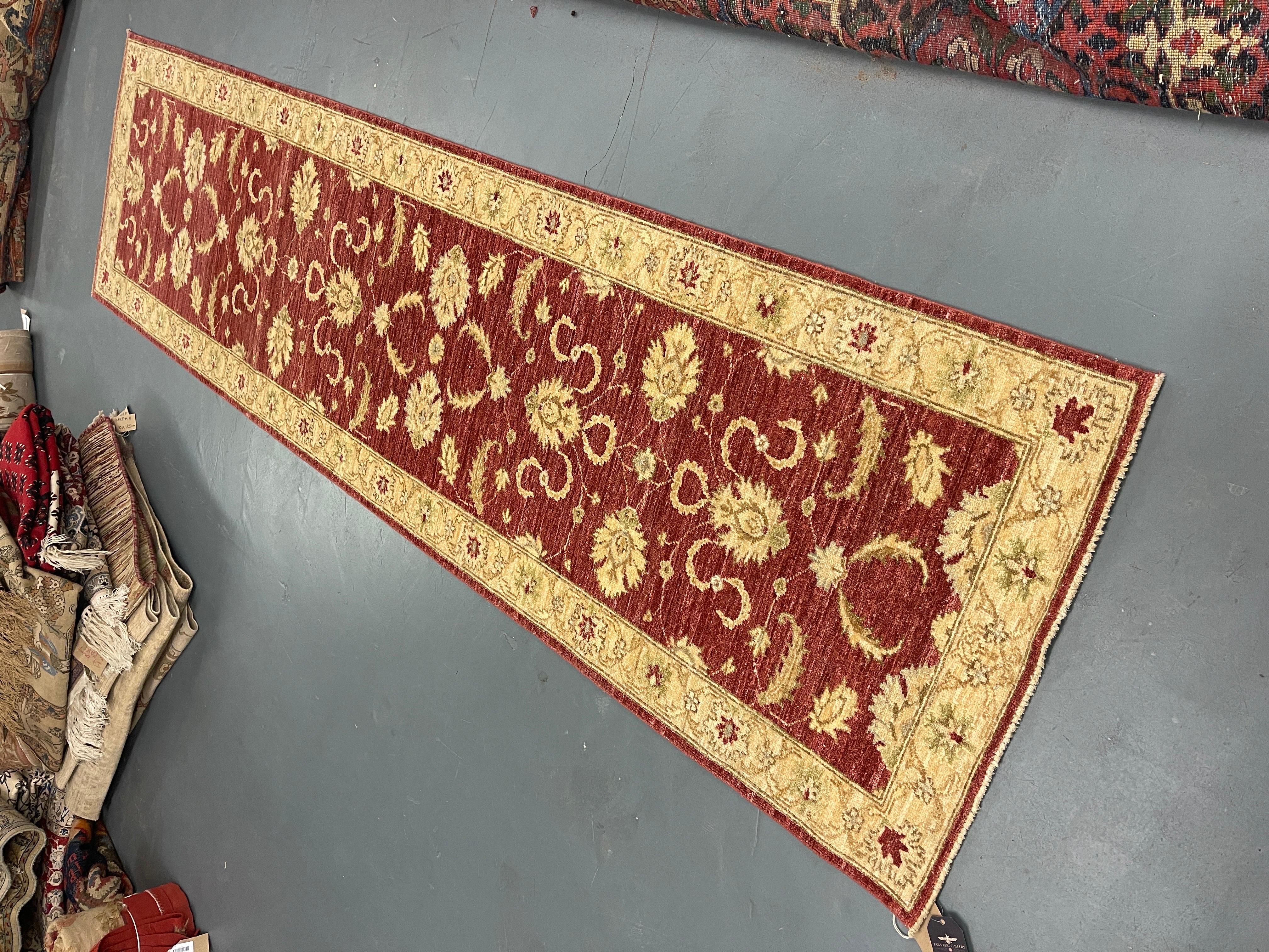 Tapis de couloir traditionnel rouge vin, tapis de couloir en laine bordeaux décoratif pour la maison en vente 3