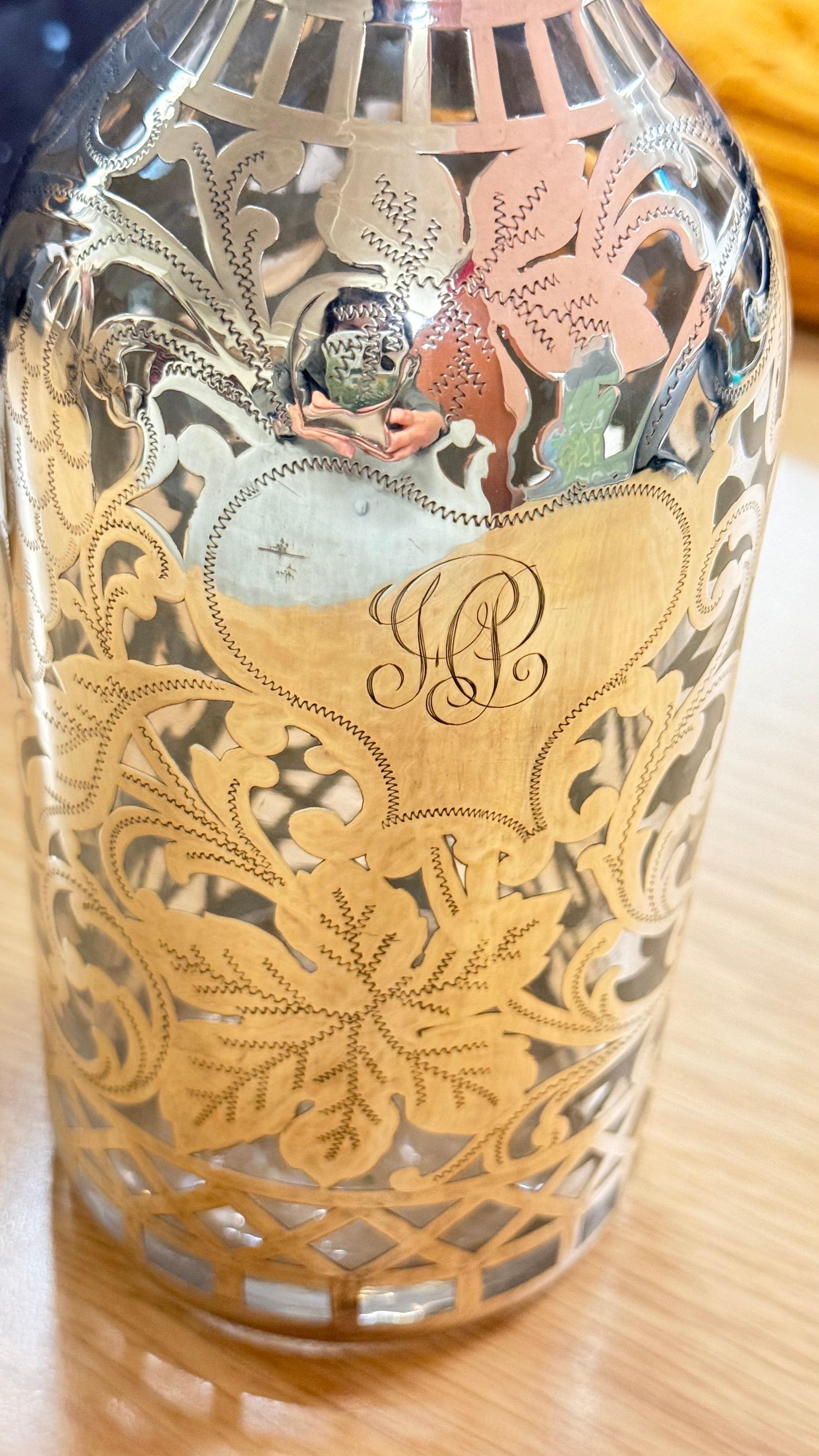 DECANTERO DE PLATA para beber Cristalería para vino Raras jarras antiguas 7 copas en venta 6