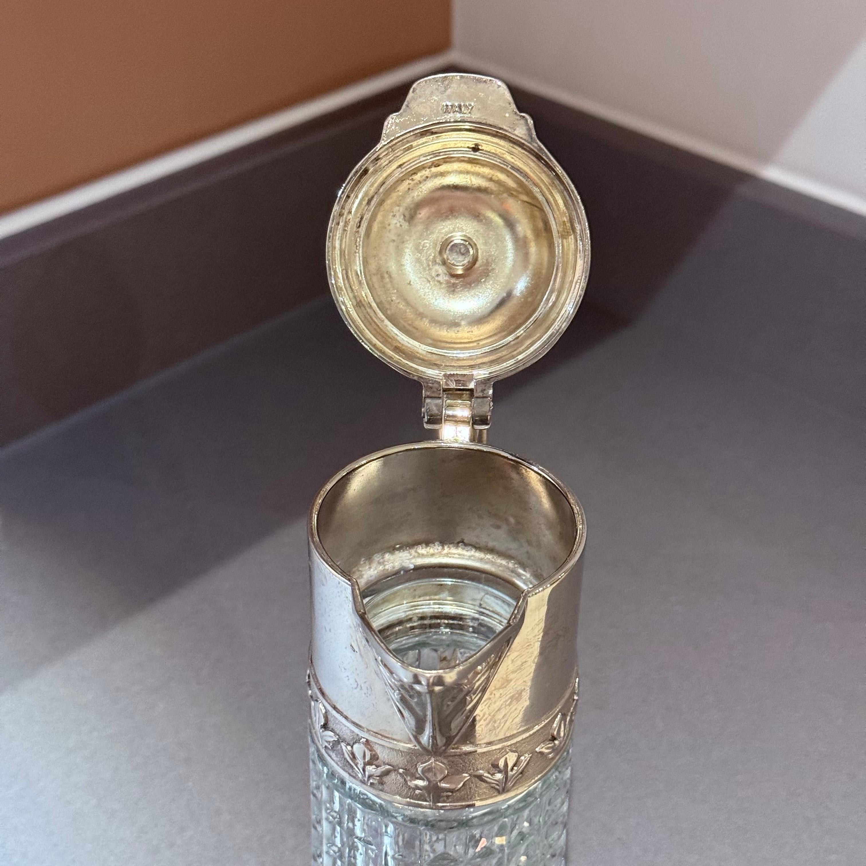 Pichet en argent ancien, Italie Crystal CLARET JUG Decorative Crystal Flask Silver en vente 3