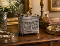 Caja decorativa de plata antigua, joyero de plata de ley Decoración del hogar