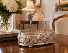 Taza grande de plata antigua Taza decorativa europea de plata rosa y cristal