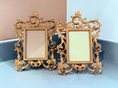 Pair of Gilt Brass Rococo Picture Frames, Antique Decorative Wall & Table Frames