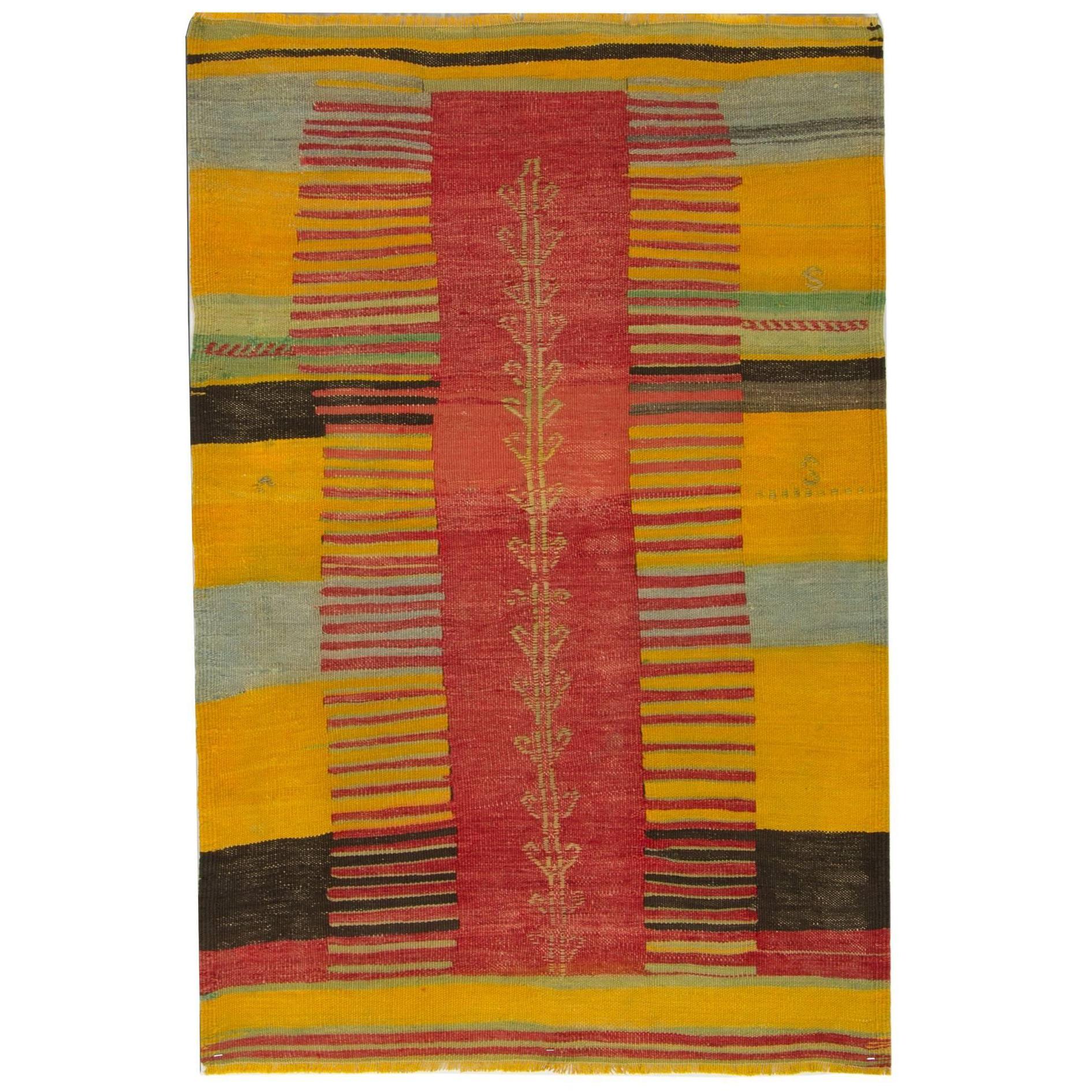 Antique Rugs, Handmade Kilim Rugs from Turkey Yellow Turkish Rug