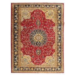 Vintage Carpet Red Wool Area Rug Hand-knotted Medallion Oriental Rug- 212x335cm 