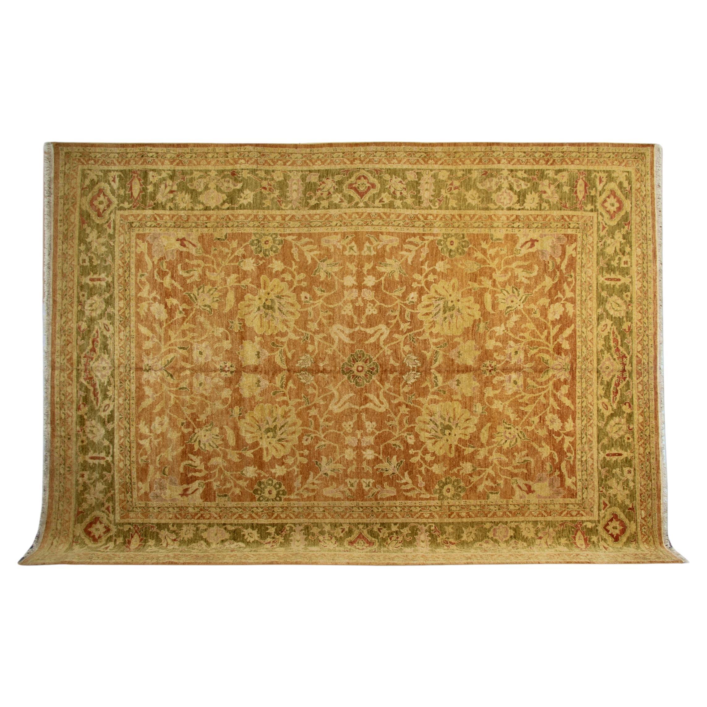 Orientalischer Teppich in Übergröße, indischer Teppich, antike Teppiche, Ziegler-Stil, Goldteppich CHR28 im Angebot