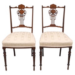 A Pair of Chairs, Livingroom Exclusive Edwardian Mahogany Boxwood Home Décor