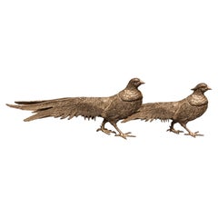 Large Silver Peacock Stand,  Antique Pair of Decoration Object Home Decor Bird