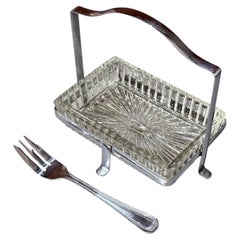 Antike Butterschale und Messer, Silberkristall-Butterschale, Deko-Tischware