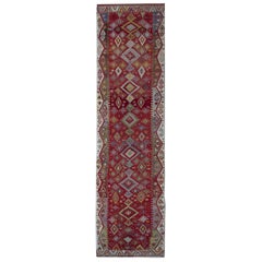 Turkish Kilim Runner, Stair Runners Oriental Rugs, Handmade Carpet Antique Rugs 