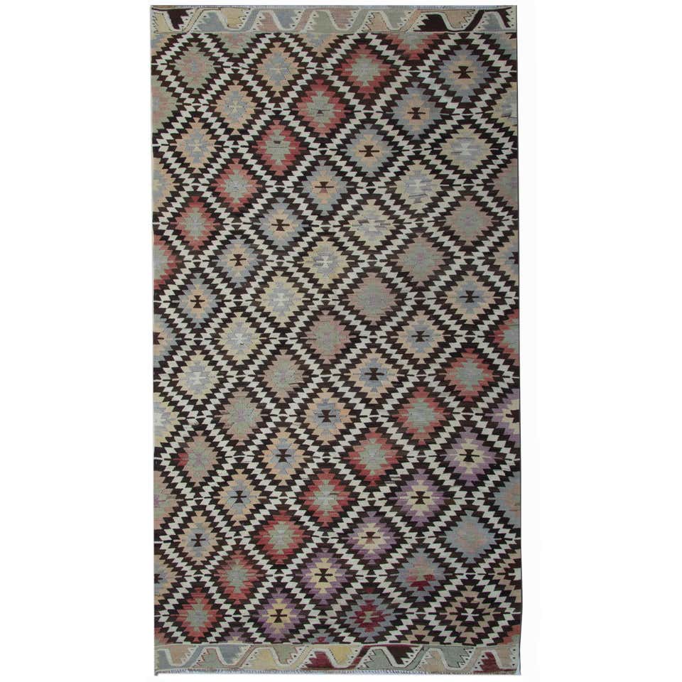 Distressed Vintage Turkish Kilim Area Rug with Aztec Southwest Navajo ...