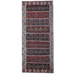 Gestreifter Teppich Stair Läufer, handgefertigter türkischer Kelim-Teppich, antike Kilims