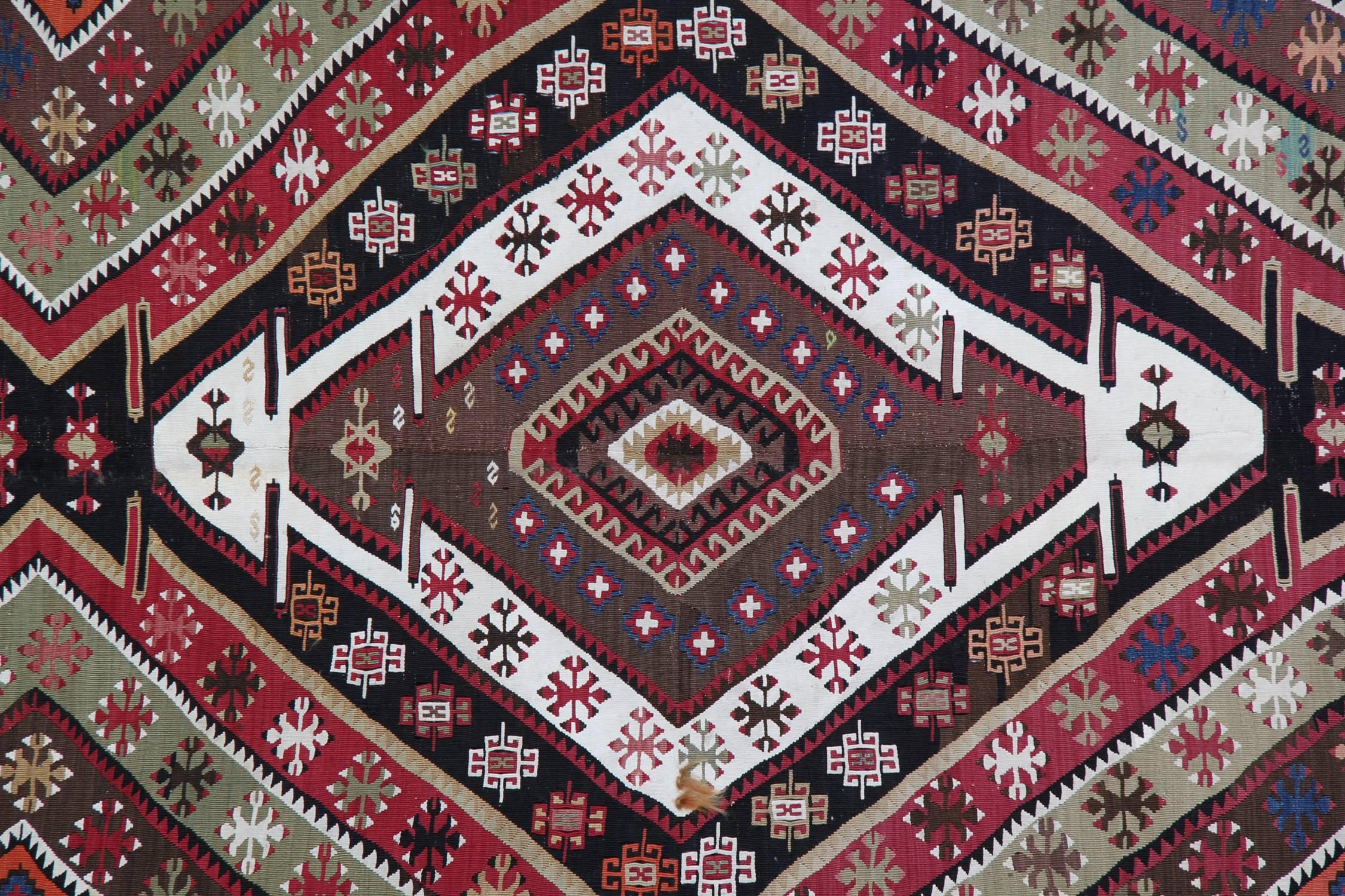 Needlepoint Turkish Runner Kilim Rugs, Antique Rug, Handmade Carpet Oriental Rugs for Sale For Sale