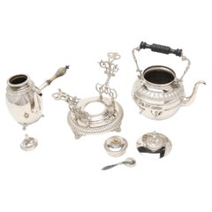Silver Plated Coffee Set Exclusive Antique 6 Parts Kettle Coffee Pot, Warmer Set