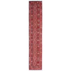 Red Kilim Runner Qashqai Designs, Geometrical Carpet Runner, Stair runner rugs