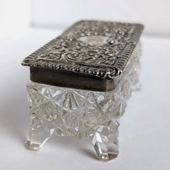 CAJA DE PLATA ANTIGUA Caja decorativa, plata de ley EDWARDIAN CUT Crystal Pot N&H