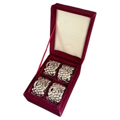 Vintage Silver Plated Napkin Rings Set of 6 & Original Case Ornate Engraved