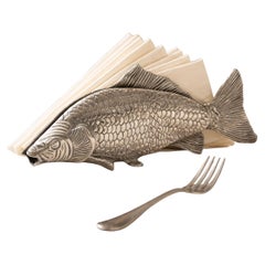 Porte-serviettes élégants en forme de poisson plaqués argent Style Sterling Décoration de table de luxe
