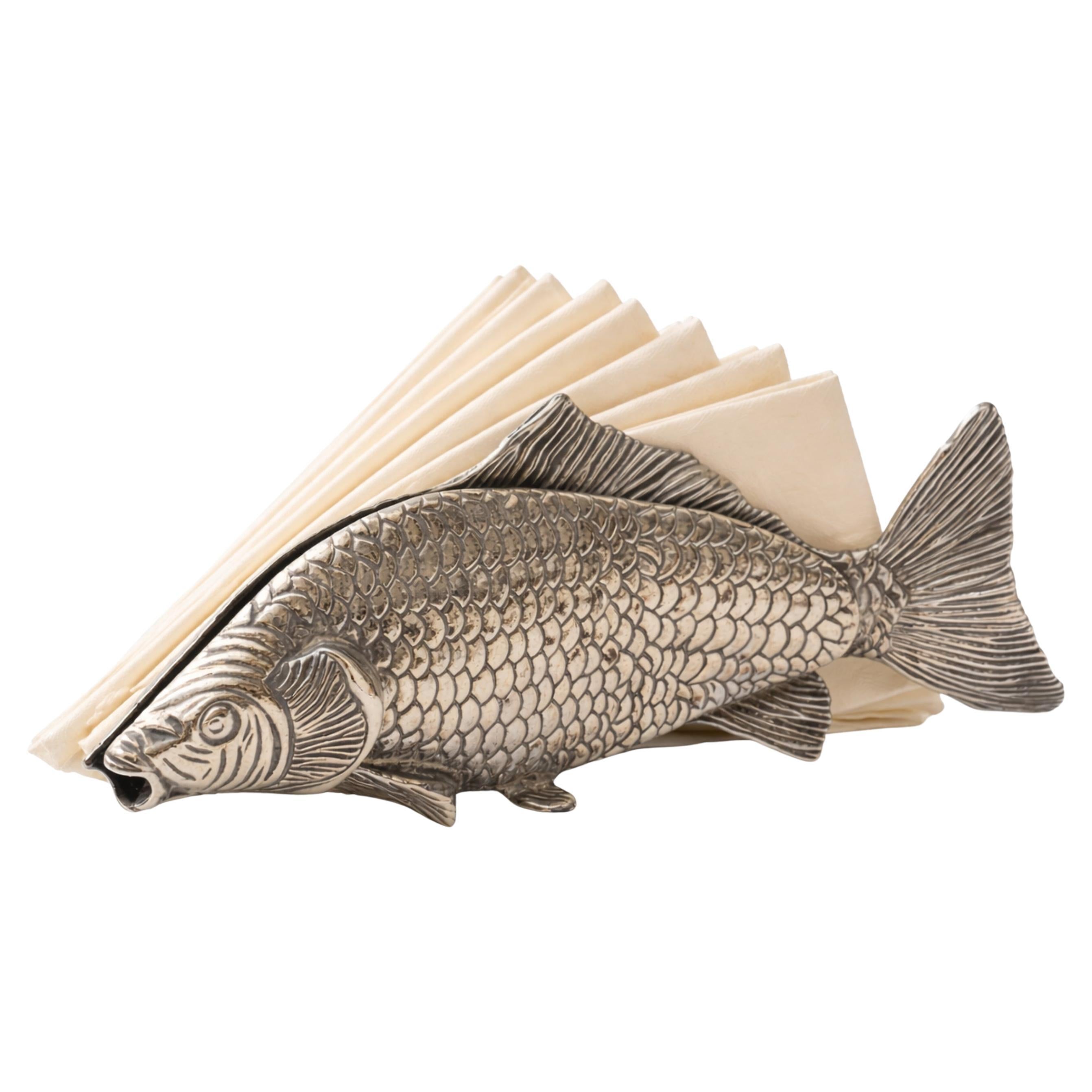 Elegant Fish-Form Silver-Plated Napkin Holders for Luxury Décor