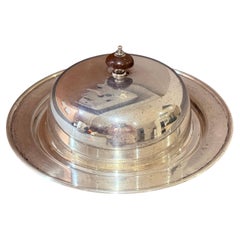 Antikes Silber Butterdose mit Glaseinsatz Luxusgeschirr Set Kaviardose