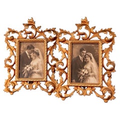 Pair of Gilt Brass Rococo Picture Frames, Antique Decorative Wall & Table Frames