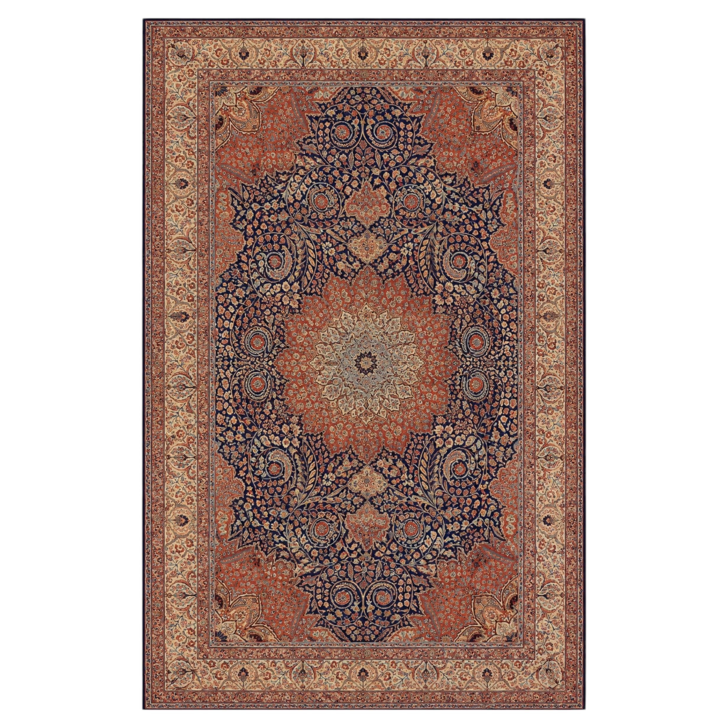 Grande tappeto turco in lana fatto a mano, 230 x 340 cm. Tappeto di lusso annodato a mano con motivi floreali
