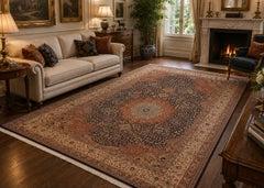 Large Handmade Wool Turkish Rug 230 x 340 cm Luxury Hand Knotted Floral Carpet