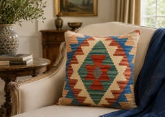 Traditional Geometric Cushion Cover, Vintage Afghan Kilim Pillow Home Decor