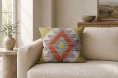 Traditional Geometric Cushion Cover, Vintage Afghan Kilim Pillow Home Decor