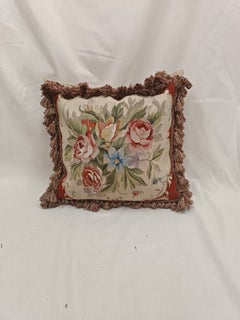 Tapestry Cushion Cover Handwoven French Style Aubusson Floral Rose Bouquet
