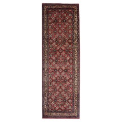 Vintage Floral Rust Runner, Herari Pattern Hussein Abad Stair Runner Rug