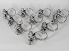 Set of 10 Silver-Plated Cherub Napkin Rings, Vintage Table Décor Putti Figurine