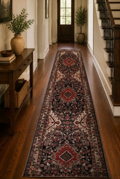 Handmade Oriental Wool Runner, Long Stair Runner Rustic Medallion Carpet
