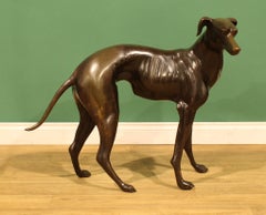 Monumental Italian Bronze Greyhound / Whippet Statue Antique Large Dog Sculpture