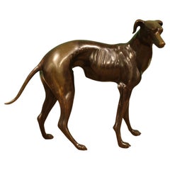 Monumental Italian Bronze Greyhound / Whippet Statue Antique Large Dog Sculpture