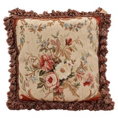 French Style Cushion Cover Handwoven Aubusson Tapestry Floral Rose Bouquet