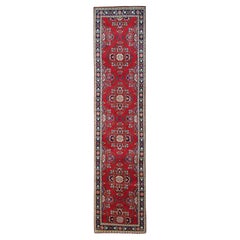 Wool Red Stair Runners, Wool Floral Runner Rug Handmade Oriental Carpet