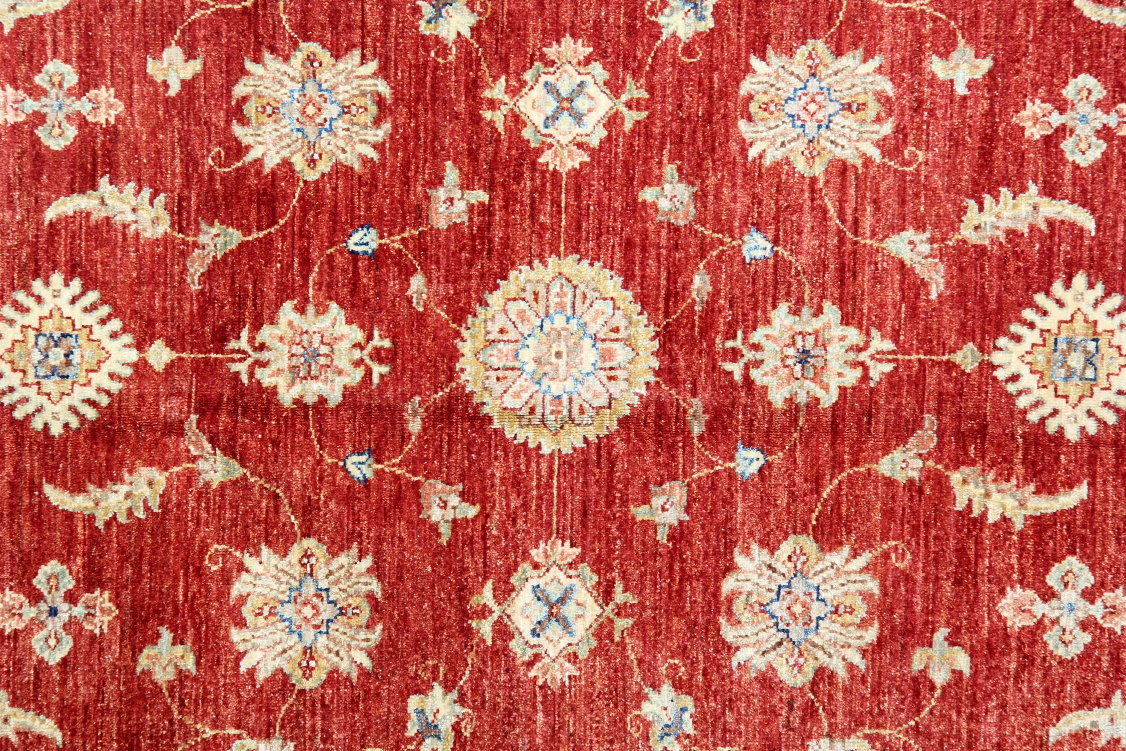 Afghan Red Hand Made Carpet Oriental Rugs, Floral Carpet for Sale For Sale