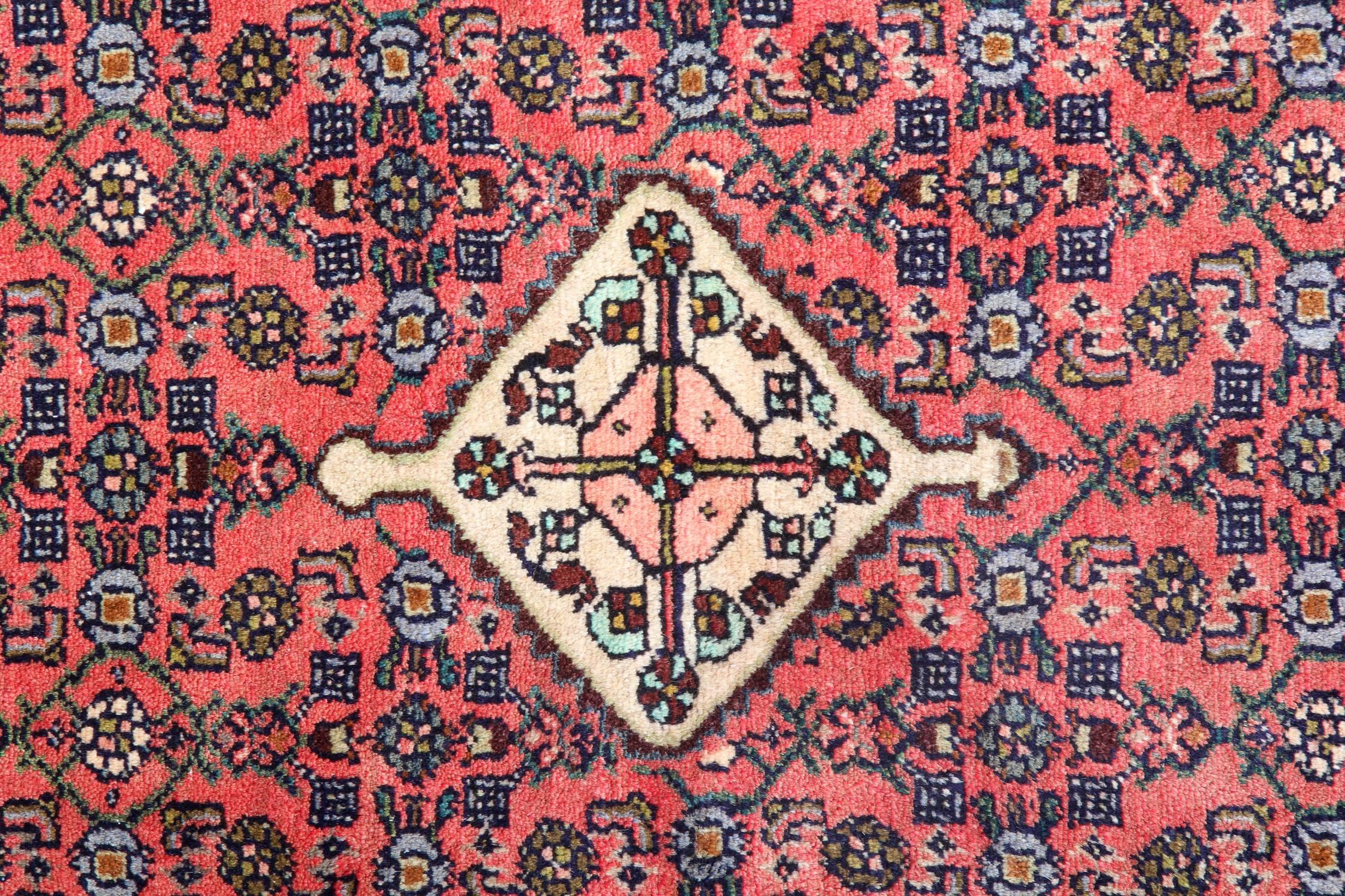 Hand-Knotted Rustic Vintage Rug Handmade Carpet, Traditional Red Pink Wool Turkish Area Rug For Sale