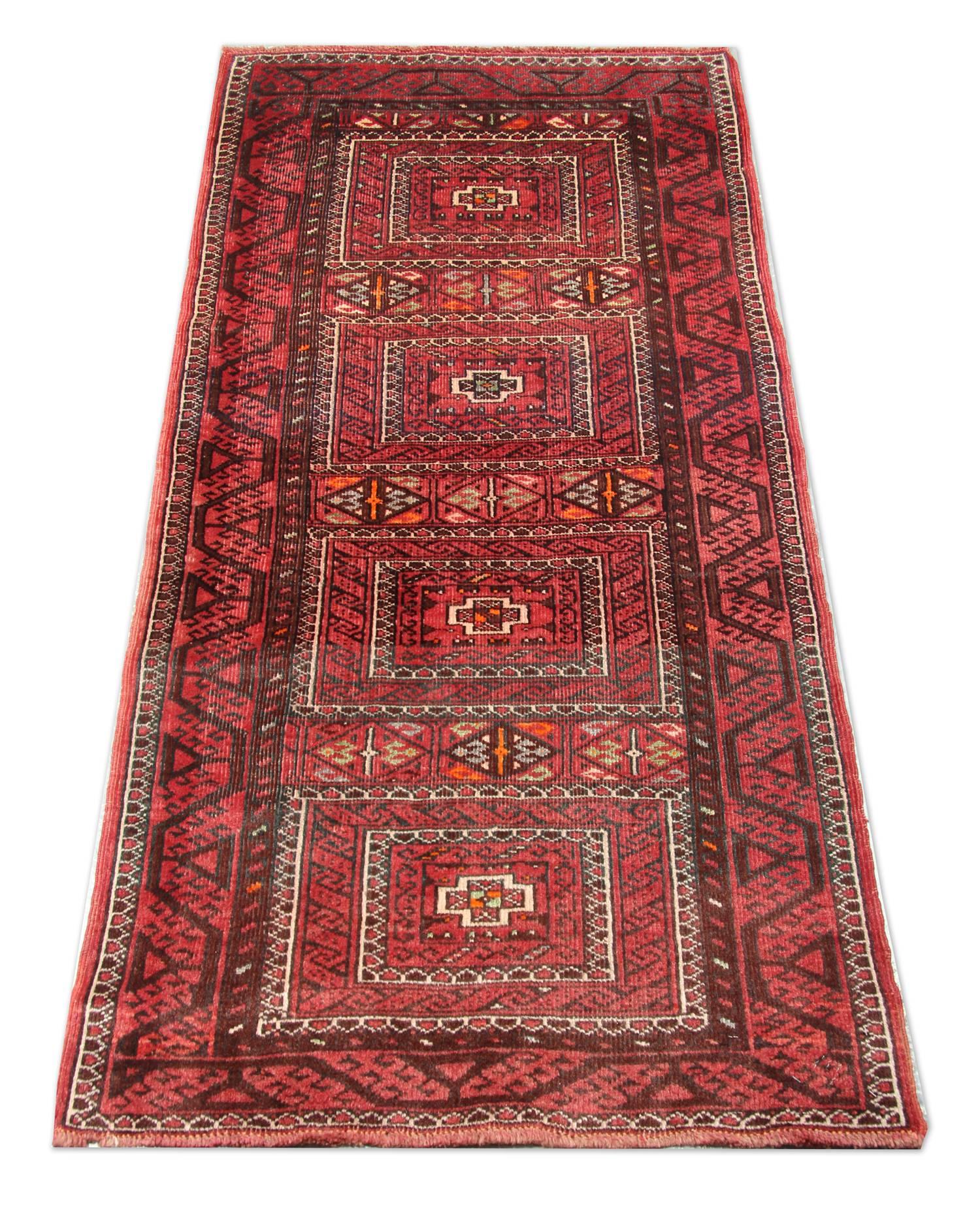 Afghan Handmade Carpet Red Wool Rustic Rug, Traditional Tribal Area Rug For Sale