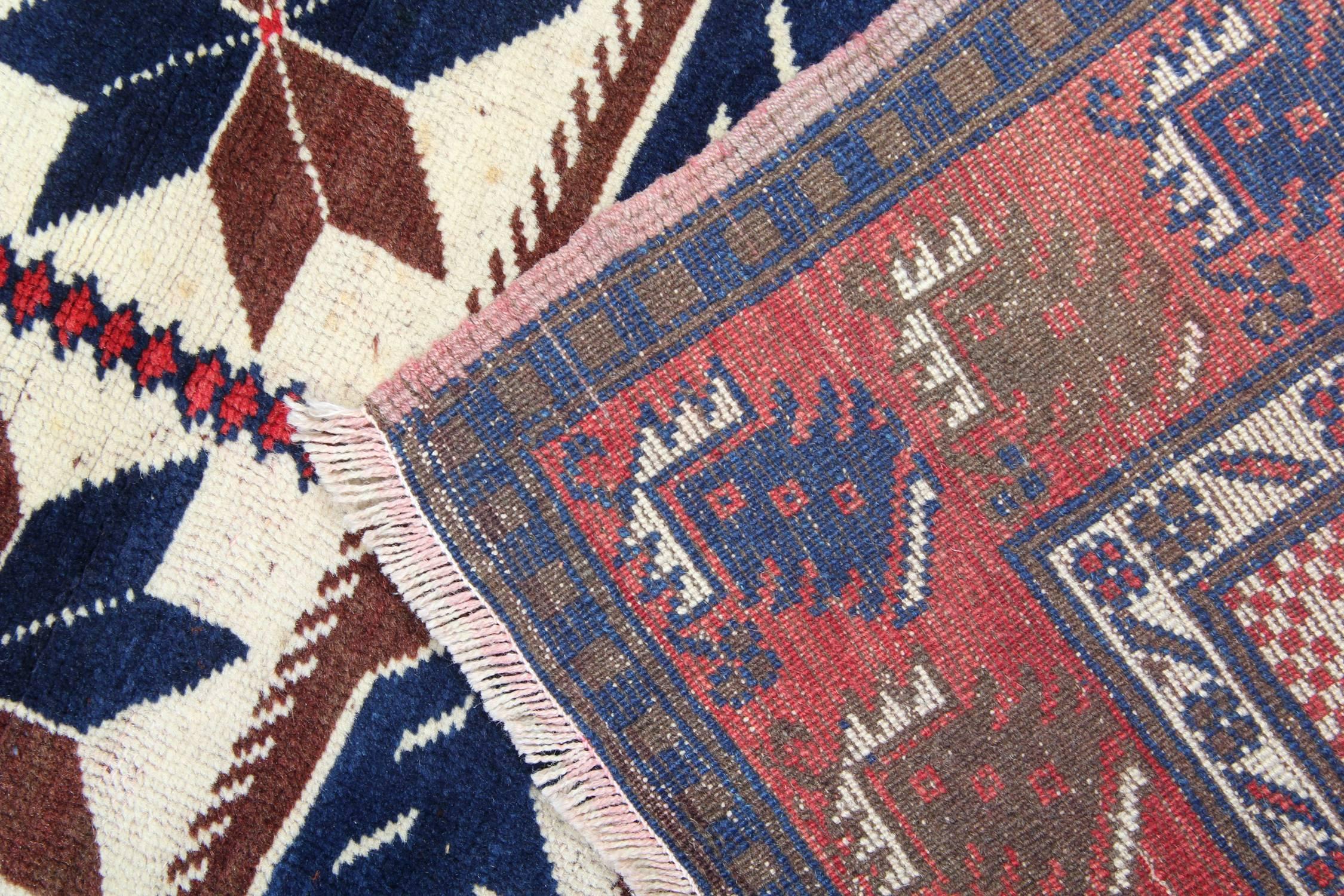 Mid-Century Modern Handmade Carpets Vintage Rugs, Geometric Oriental Red Beige Area Rug For Sale