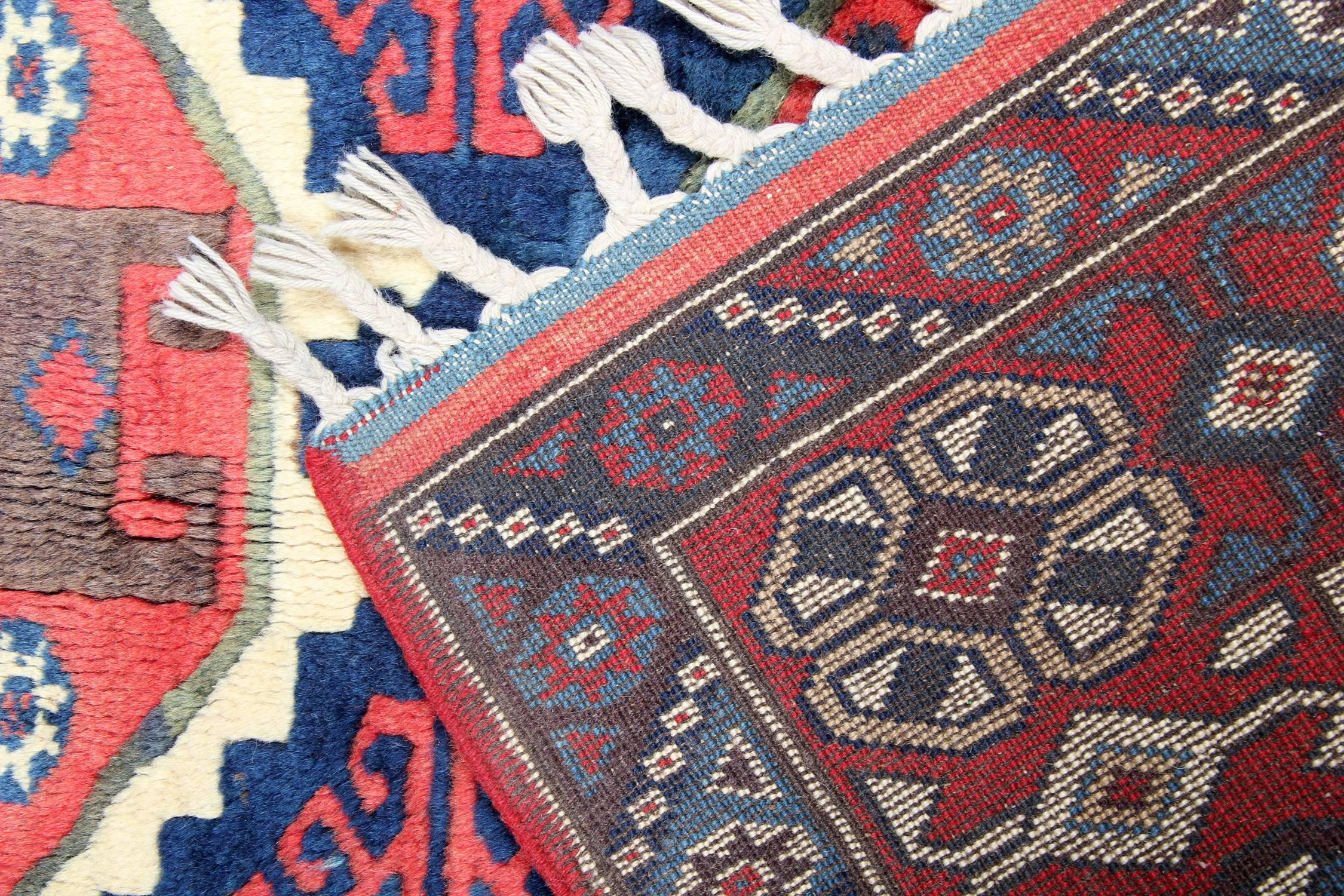 Hand-Knotted Hand Knotted Oriental Carpet Traditional Geometric Turkish Rug For Sale