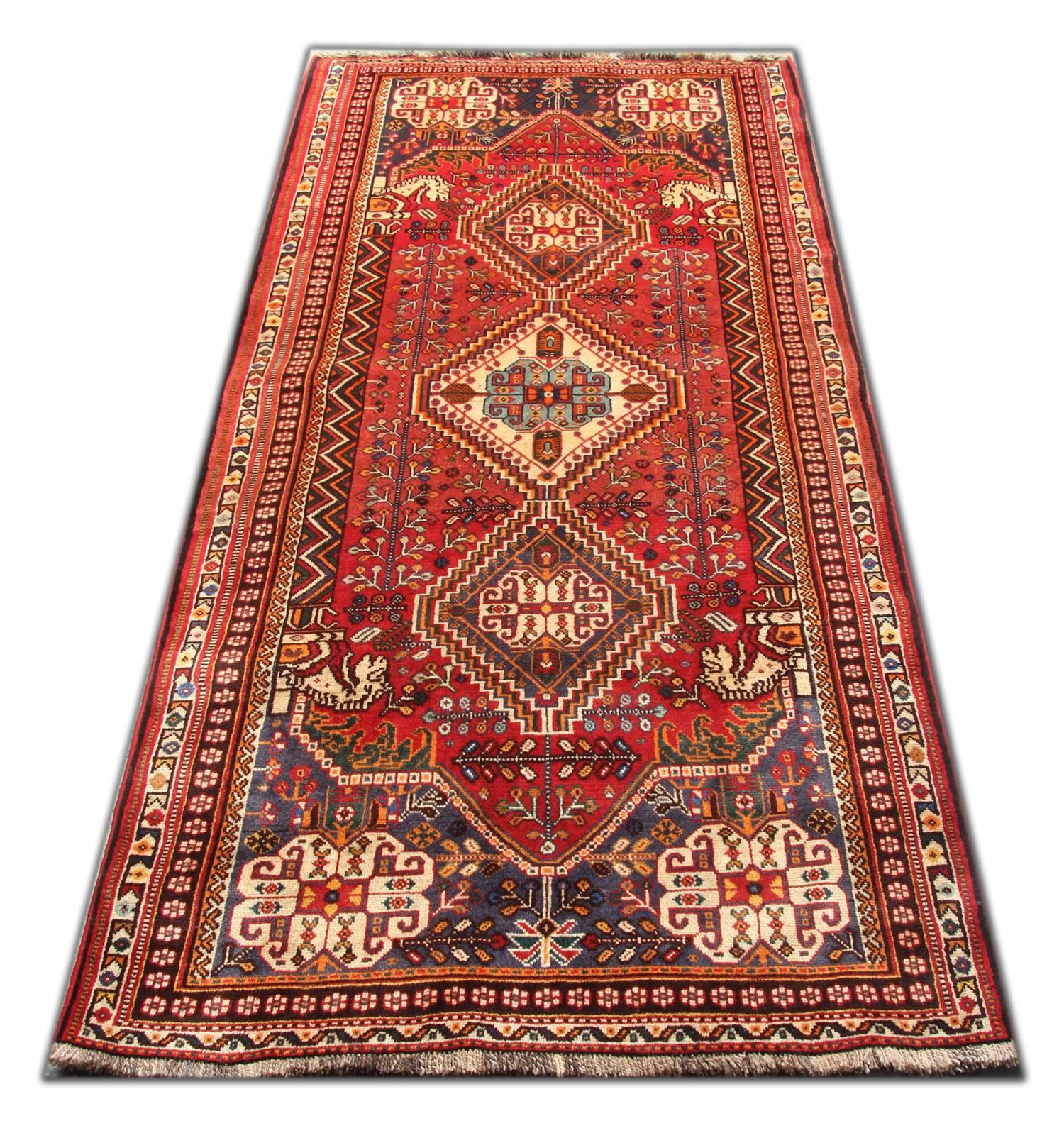 Hand-Crafted Rustic Runner Rug, Traditional Geometric Carpet Rust Afghan Wool Rug For Sale