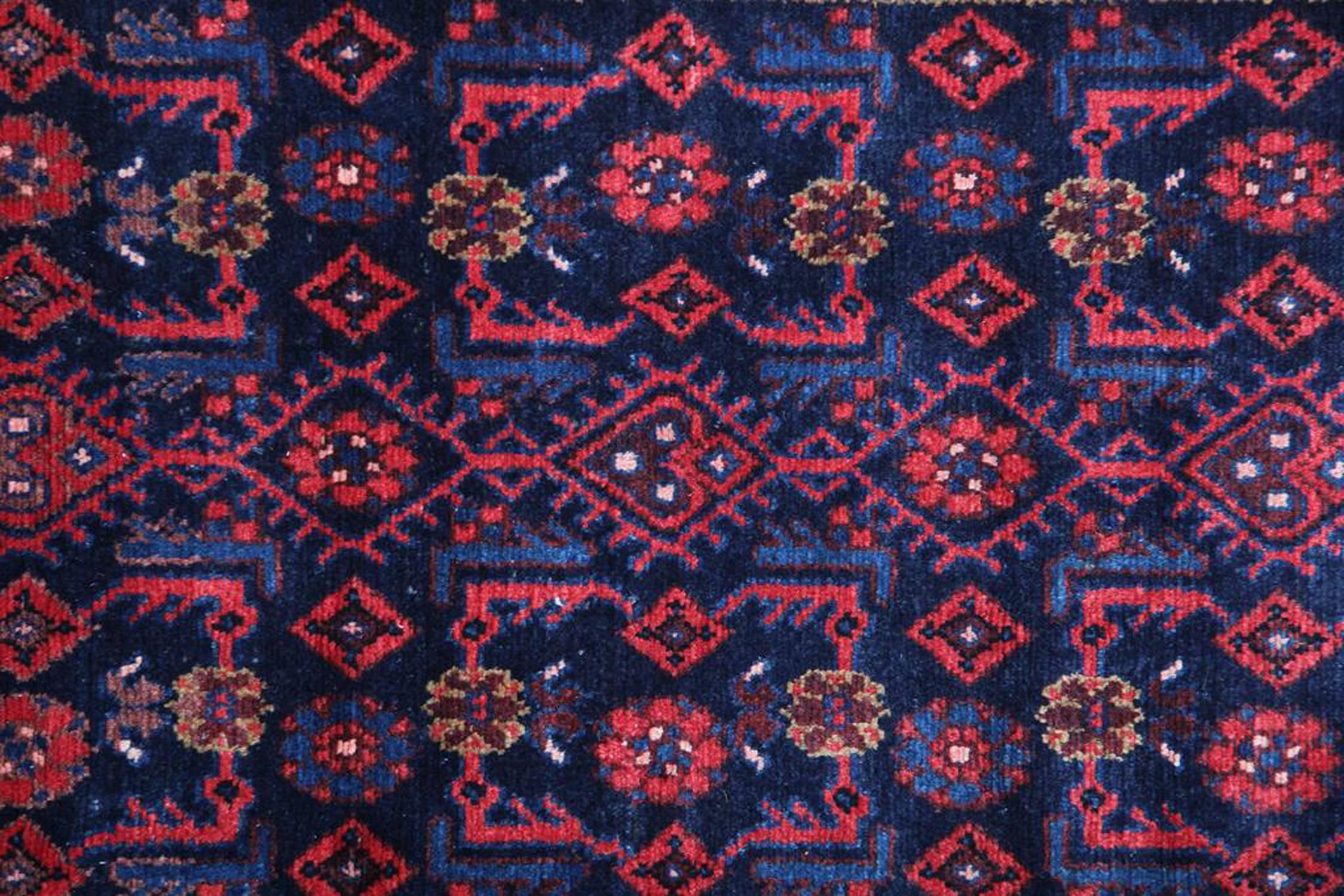 Hand Woven Runner Rug, Vintage Oriental Wool Afghan Wool Area Rug In Excellent Condition For Sale In Hampshire, GB